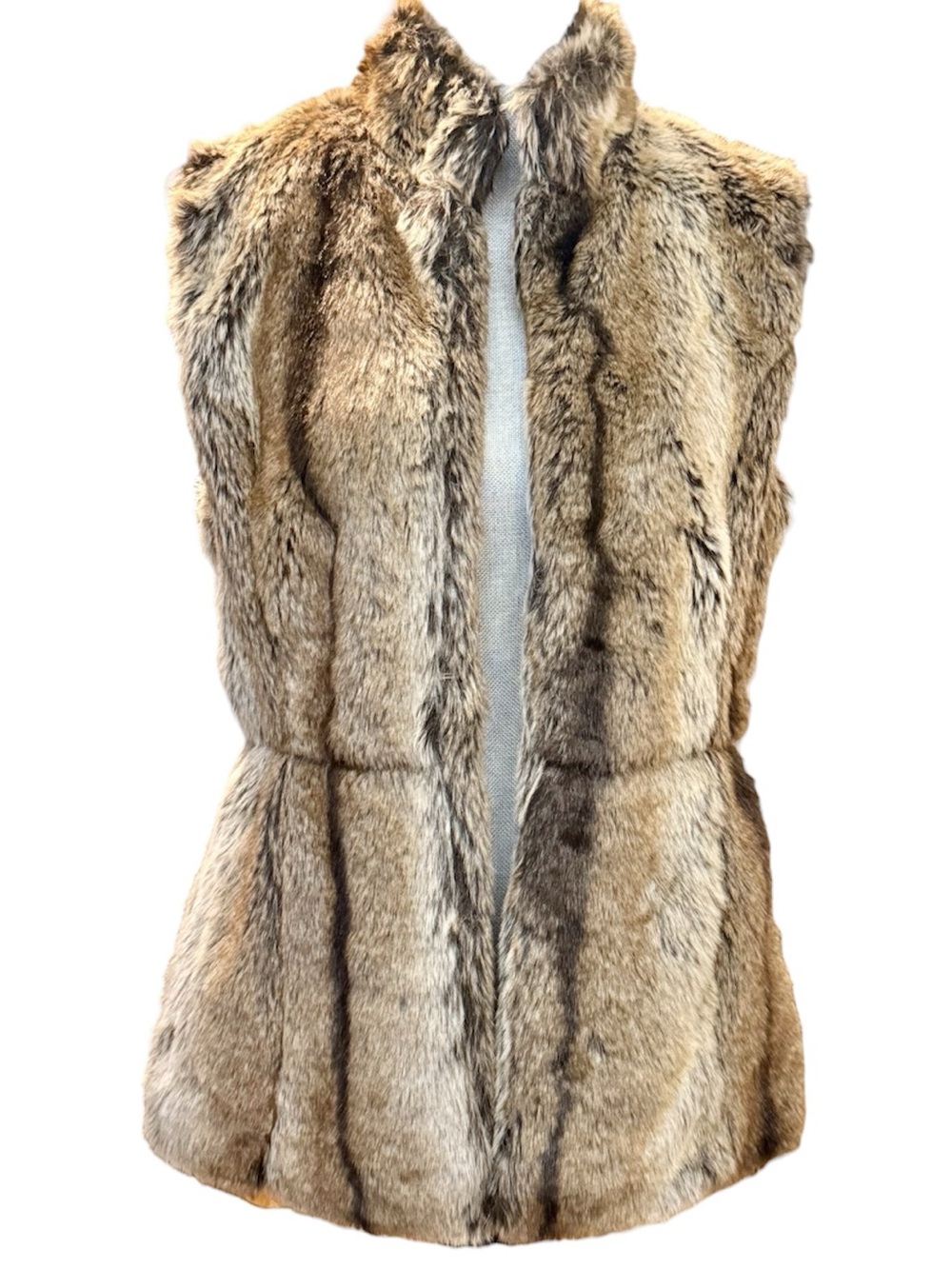 Ya Los Angeles Faux Fur Vest in Natural Brown Tones